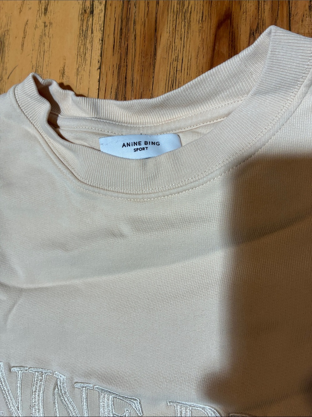 Anine Bing Men's Cream Crewneck Sweatshirt with Embroidered Logo - Picture 3 of 4